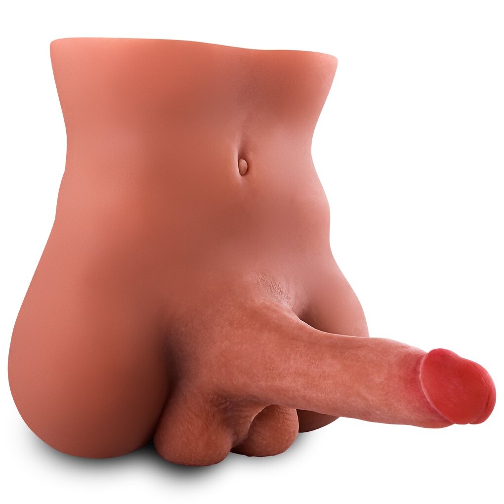Torso-Sexpuppe mit riesigem Dildo, Hoden und Analöffnung für schwule Männer und Frauen 2,83 kg | 6,2 lbs